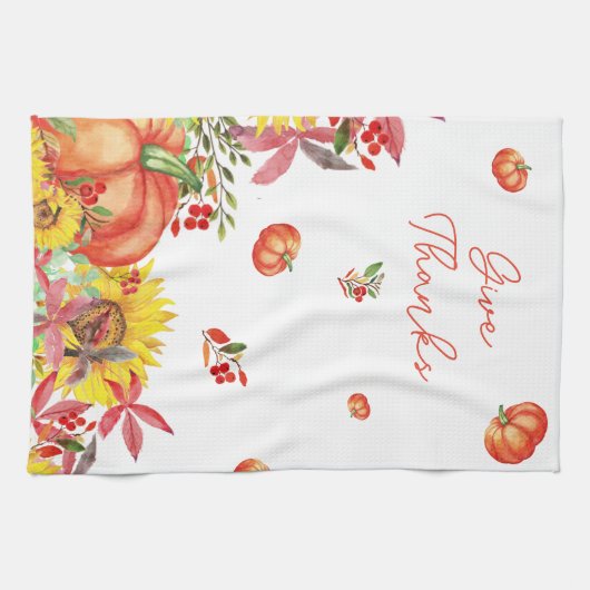 Fall Erntedank Wasserfarbe Pumpkin Geschirrtuch (Horizontal)