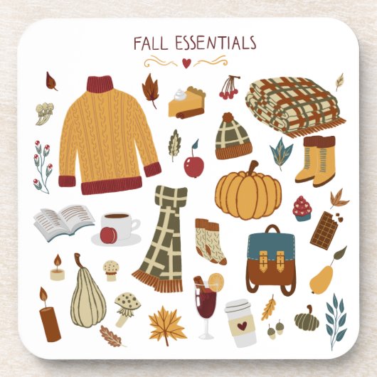 Fall Essentials Digital Zeichnend Getränkeuntersetzer (Vorderseite)