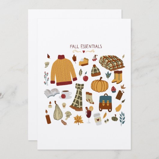 Fall Essentials Digital Zeichnend Mitteilungskarte (Vorne/Hinten)