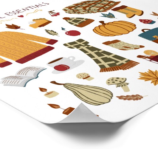 Fall Essentials Digital Zeichnend Poster (Ecke)