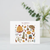 Fall Essentials Digital Zeichnend Postkarte (Stehend Vorderseite)