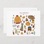 Fall Essentials Digital Zeichnend Postkarte (Vorne/Hinten)