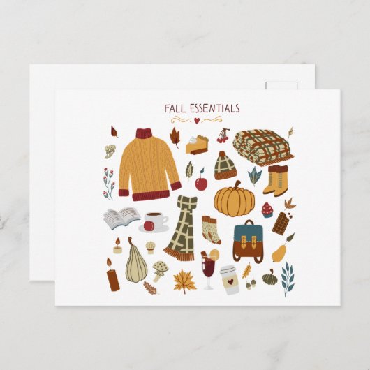 Fall Essentials Digital Zeichnend Postkarte (Vorne/Hinten)