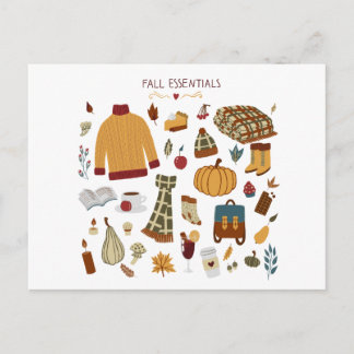 Fall Essentials Digital Zeichnend Postkarte