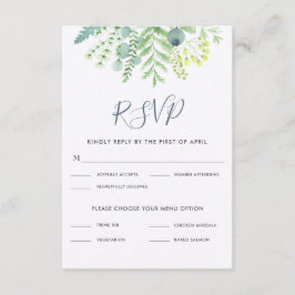Fall Eucalyptus Berry Floral Wedding RSVP