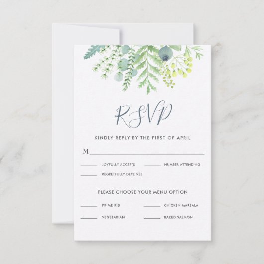 Fall Eucalyptus Berry Floral Wedding RSVP Karte (Vorderseite)