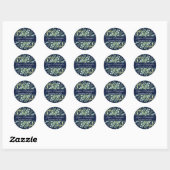Fall Eucalyptus Berry Floral Wedding Stickers Navy (Blatt)