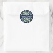 Fall Eucalyptus Berry Floral Wedding Stickers Navy (Tasche)
