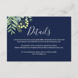 Fall Eukalyptus Floral Wedding Details Card Navy Begleitkarte