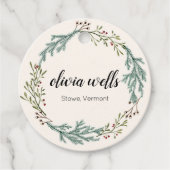 Fall Evergreen Kranz Signature Script Kleidung Geschenkanhänger (Vorderseite)