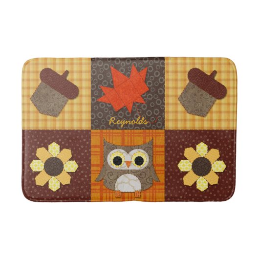 Fall Fabric Collage Personalisiert Bath Mat Badematte (Vorderseite)