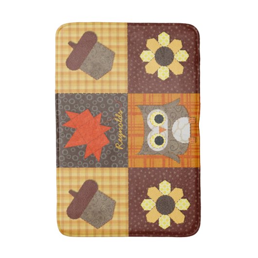 Fall Fabric Collage Personalisiert Bath Mat Badematte (Vorderseite Vertikal)
