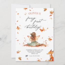 Fall Fairy and Fox Einladung zum ersten Geburtstag