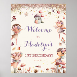 Fall Fairy Birthday Begrüßungszeichen Poster
