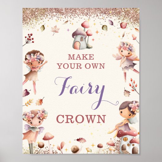 Fall Fairy Birthday Party Games Sign - 8x10 Poster (Vorne)