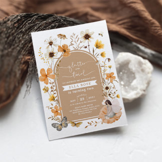 Fall Fairy Boho Wildblume Garden Geburtstagsparty Einladung