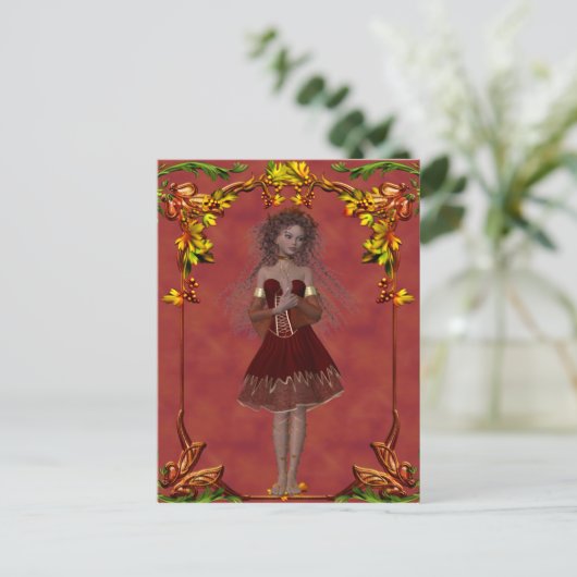 Fall Fairy Design 2 - Fantasy Postcard Postkarte (Stehend Vorderseite)