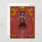 Fall Fairy Design 2 - Fantasy Postcard Postkarte (Vorne/Hinten)
