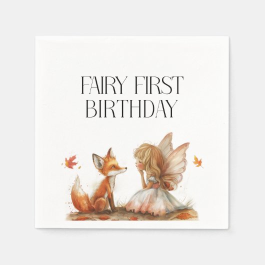 Fall Fairy Erster Geburtstag Vielen Dank mit einem Serviette (Vorderseite)