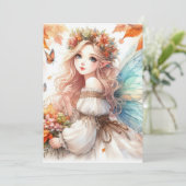 Fall Fairy und Blätter Aquarell-Kalligraphietext Einladung (Stehend Vorderseite)