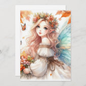 Fall Fairy und Blätter Aquarell-Kalligraphietext Einladung (Vorne/Hinten)