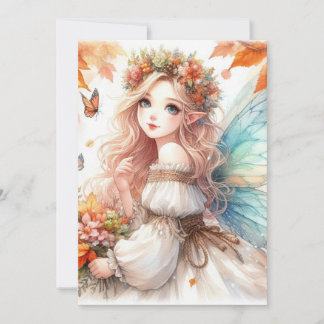 Fall Fairy und Blätter Aquarell-Kalligraphietext Einladung