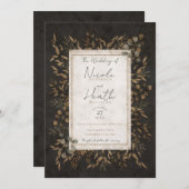 Fall Fairytale Bronze Botanische Blätter Hochzeit Einladung (Vorne/Hinten)