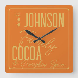 Fall Family Kitchen Pumpkin Spce Quadratische Wanduhr