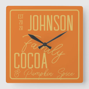 Fall Family Kitchen Pumpkin Spce Quadratische Wanduhr