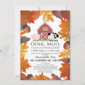 Fall Farm Animals Barnyard Drive by Baby Shower Einladung (Vorderseite)