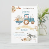 Fall Farm Party Unser kleiner Pumpkin Geburtstag Einladung (Stehend Vorderseite)