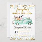 Fall Farm Pumpkin Truck Geburtstagseinladung Einladung (Vorderseite)