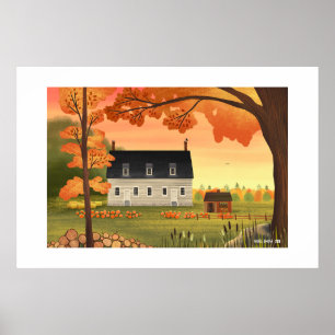 Fall Farmhouse Autumn Pumpkin Extra Large Print Poster