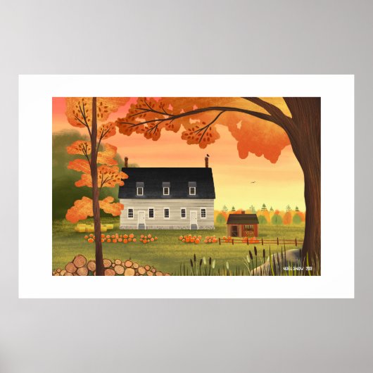 Fall Farmhouse Autumn Pumpkin Extra Large Print Poster (Vorne)