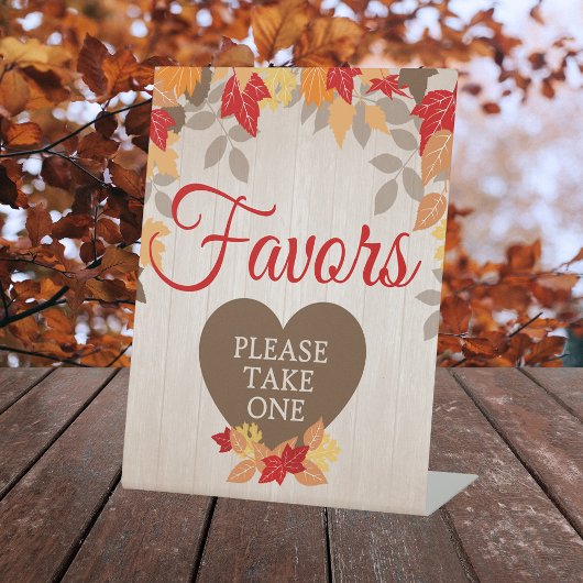 Fall Favor Bridal oder Hochzeit Sockelschild