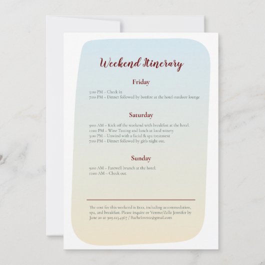 Fall favorites Rustic Bachelorette Weekend  Einladung (Rückseite)