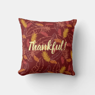 Fall Feathers Thankful/Blessed Throw Pillow Kissen