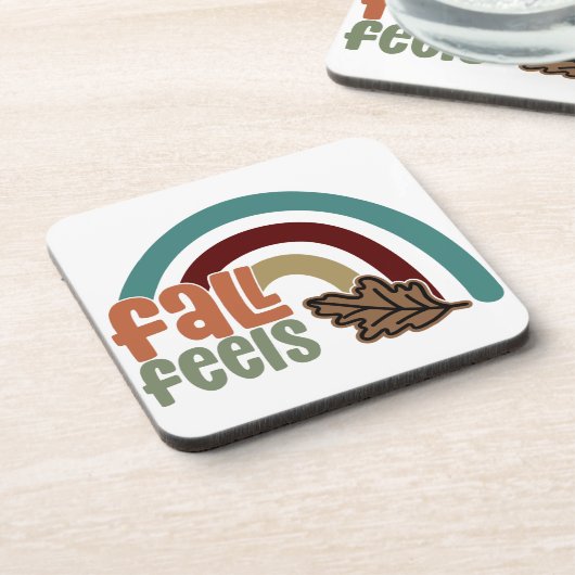 FALL FEELS Herbstregenbogen Getränkeuntersetzer (Linke Seite)