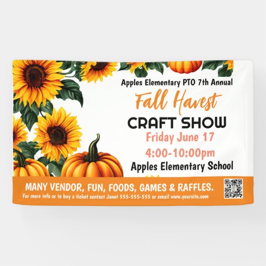FALL FESTIVAL CRAFT SHOW PTO PTA Kirche Banner (Horizontal)