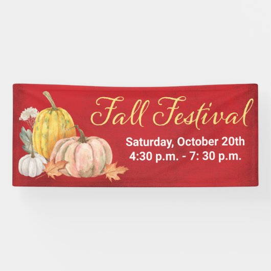 Fall Festival Floral Pumpkin Banner (Horizontal)
