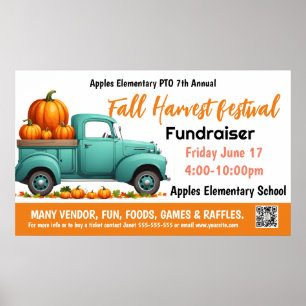 FALL FESTIVAL Fundraiser PTO PTA Kirche Banner Poster