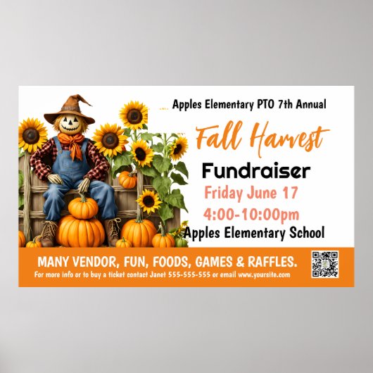 FALL FESTIVAL Fundraiser PTO PTA Kirche Banner Poster (Vorne)
