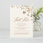 Fall Fete Boho Wildblume Celebration Einladung (Stehend Vorderseite)