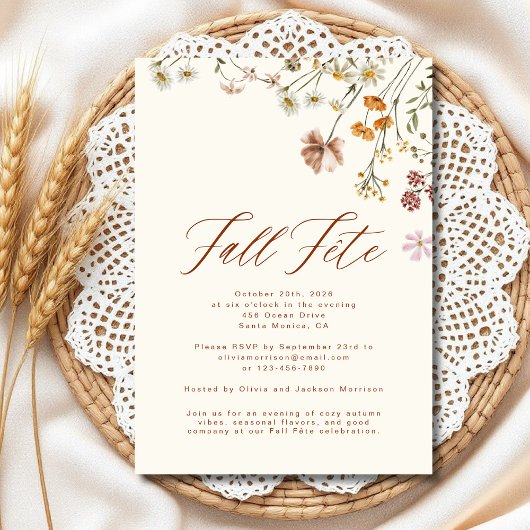 Fall Fete Boho Wildblume Celebration Einladung