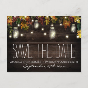 Fall Firefly Mason Jar Wedding Save the Date Cards Ankündigungspostkarte