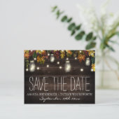Fall Firefly Mason Jar Wedding Save the Date Cards Ankündigungspostkarte (Stehend Vorderseite)