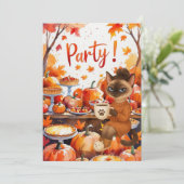 Fall Flannel & Fizz Friendsgiving Party Einladung (Stehend Vorderseite)