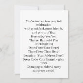 Fall Flannel & Fizz Friendsgiving Party Einladung (Rückseite)