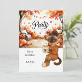 Fall Flannel & Fizz Friendsgiving Party Einladung (Stehend Vorderseite)