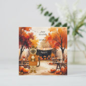 Fall Flannel & Fizz Friendsgiving Party Save The Date (Stehend Vorderseite)